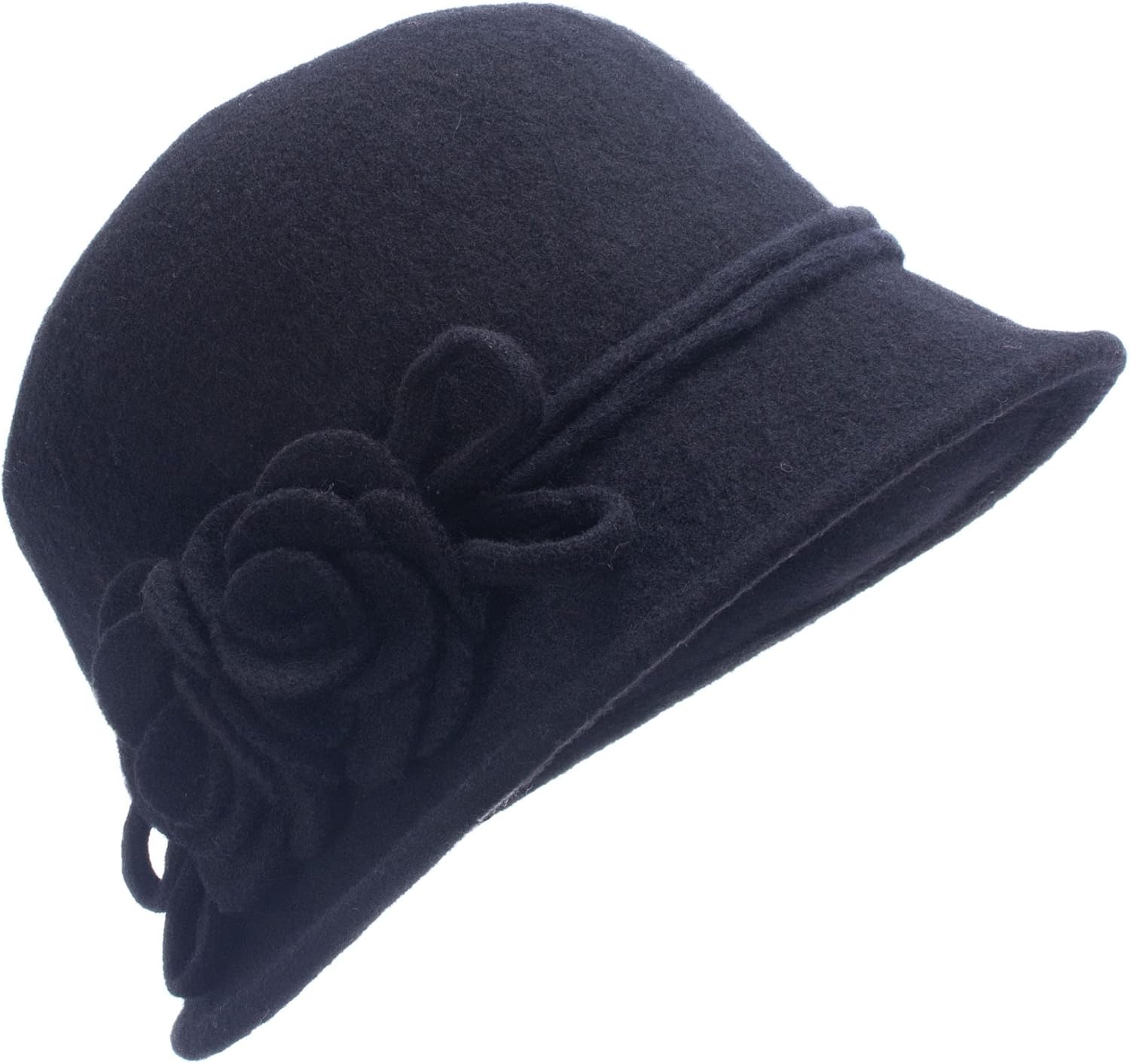 Lawliet Womens Retro Collapsible Soft Knit Wool Cloche Hat Bucket Flower A466