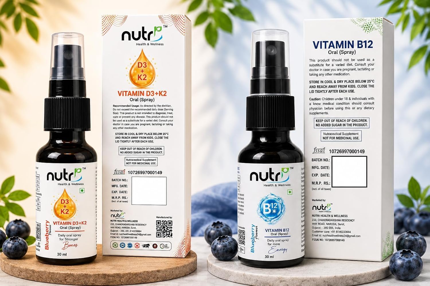 Vitamin D3 K2 & Vitamin B12 Oral Spray Combo Pack, 2 x 30ml, Blueberry — Amazon image 5