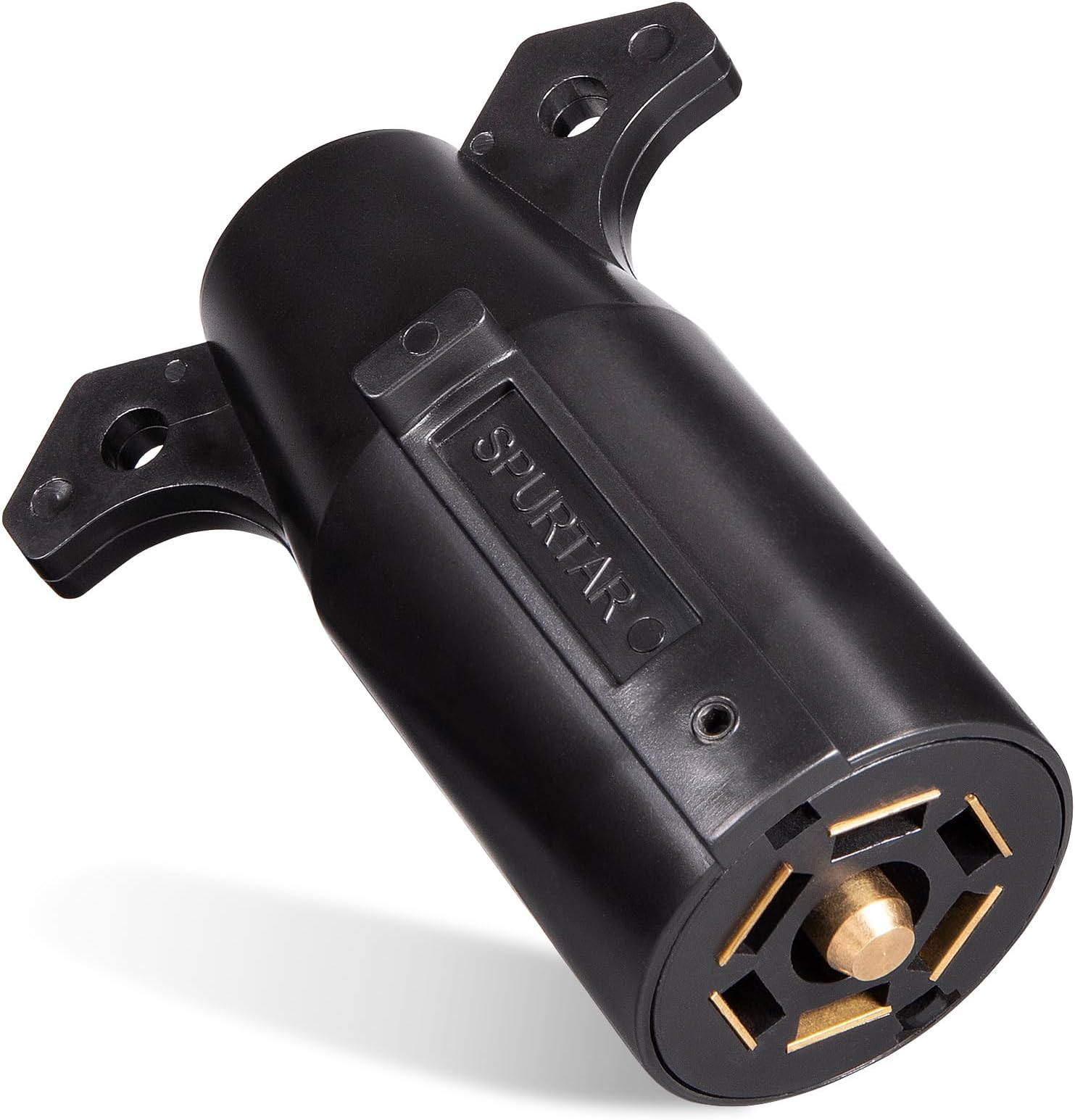 Spurtar 7 Pin Trailer Plug 7 Way Round RV Style Flat Blade Trailer Light Wiring Harness Detachable End Towing Replacement Connector Male End Adapter Anti-Rust Reliable 12V Towbar - New Upgraded