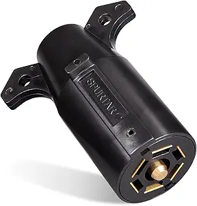 Spurtar 7 Pin Trailer Plug 7 Way Round RV Style Flat Blade Trailer Light Wiring Harness Detachable End Towing Replacement Connector Male End Adapter Anti-Rust Reliable 12V Towbar - New Upgraded