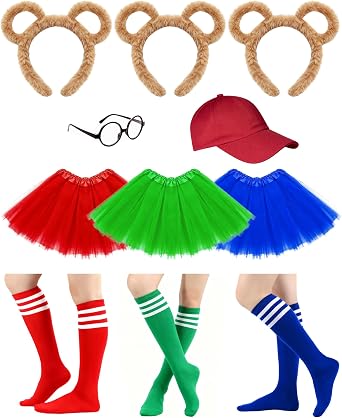 11PCS Chipmunks Costumes Premium Set - Includes Black Glasses Frame, Stylish Skirt, Knee-High Socks & Hat | Ultimate Bundle for Easy & Fun Cosplay, Stage Performance & Unforgettable Halloween Parties