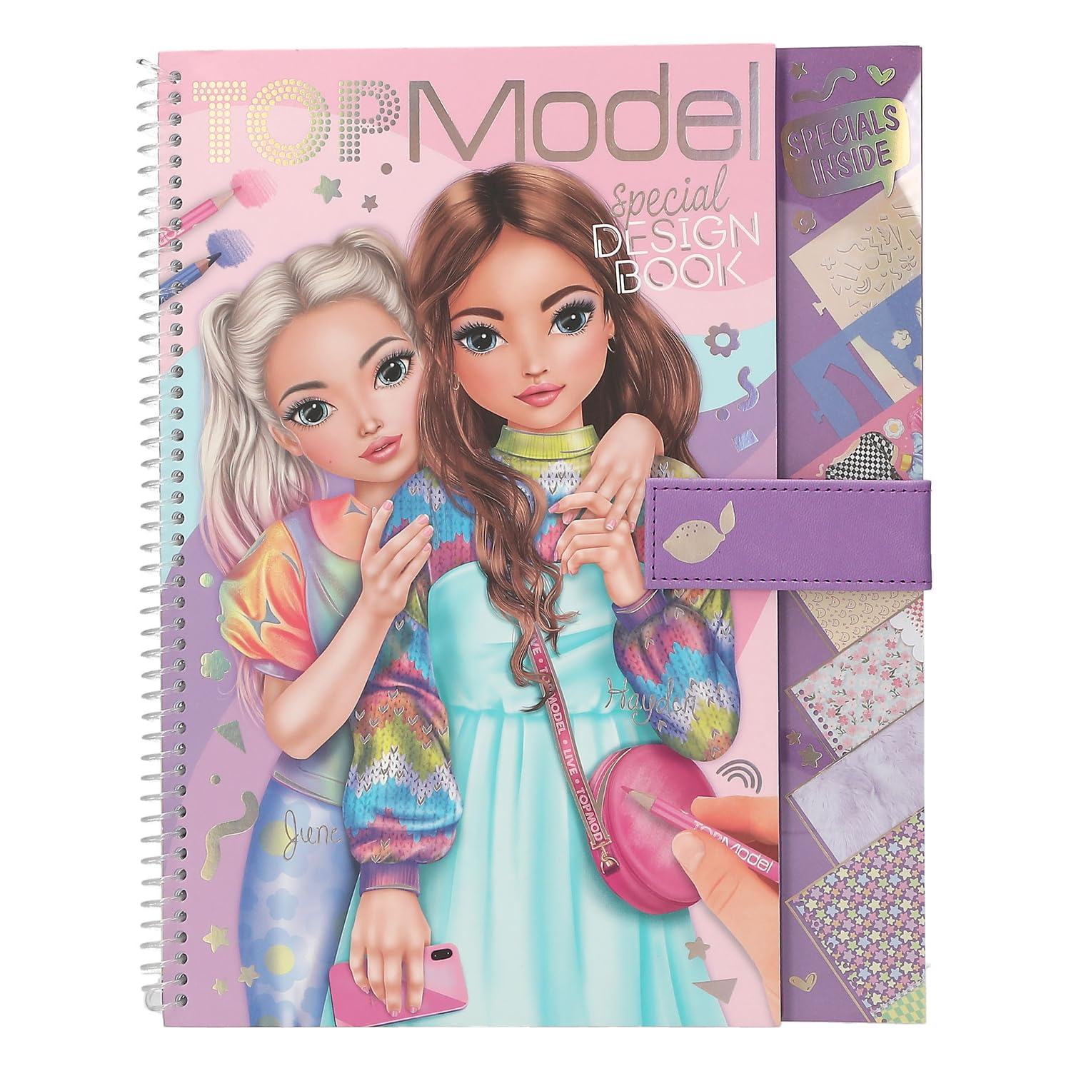 Depesche Malbuch – TOPModel Outfit-Design-Set, 33 Seiten, inkl. Papier, Schablone, Sticker, Ringbindung, weiß