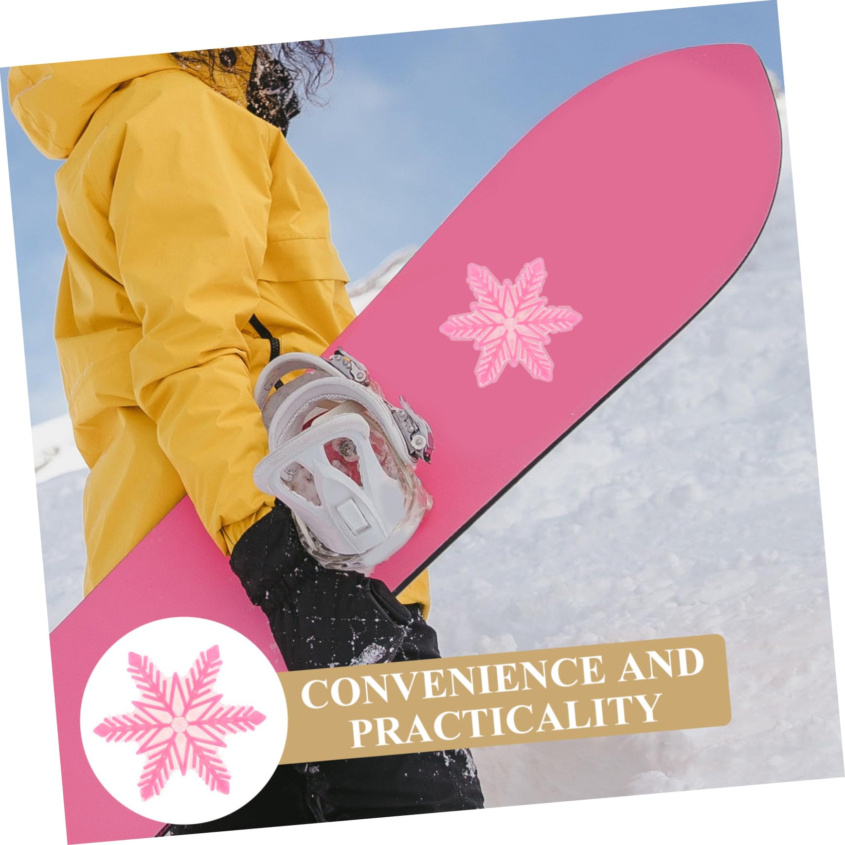 GANAZONO Autocollants Antidérapants pour Snowboard De Neige pour Enfants Patin De Traction pour Planche à Neige Accessoires De Ski Bottes De Neige Pantalon De Ski Rose PVC