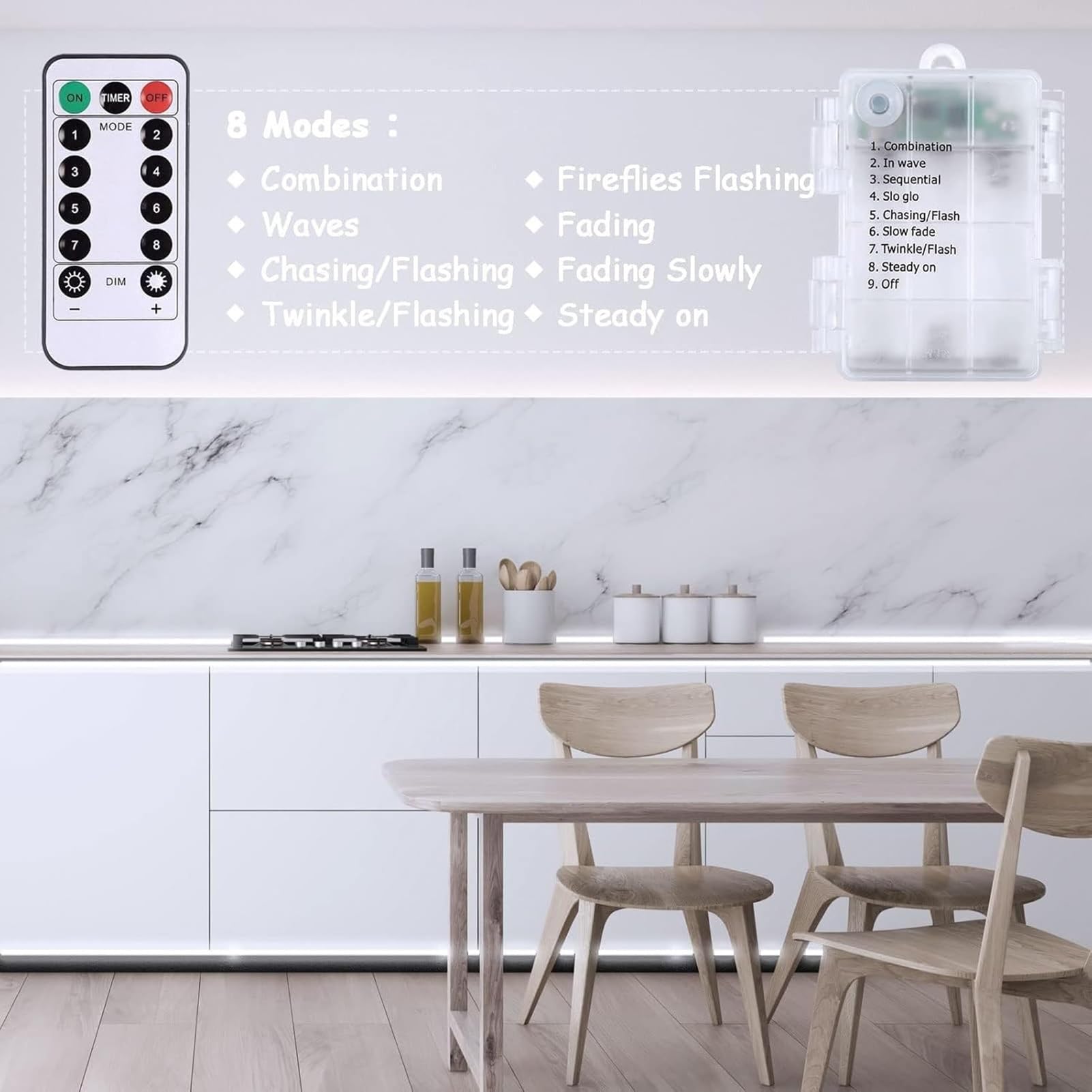 Strisce Luminose A LED Alimentate A Batteria Con Telecomando, Bianco Caldo, Dimmerabili, Autoadesive, Tagliabili, Impermeabili, Per TV, Cucina, Armadi, Camera Da Letto(Warmes Licht,10M(600LEDS))