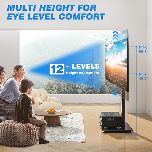 Miniatura 4 de 5Rcom Soporte de suelo giratorio para TV con soporte para TV de 32, 37, 43, 50, 55, 60, 65, 70 pulgadas, pantalla plana o curvada, soporte de TV