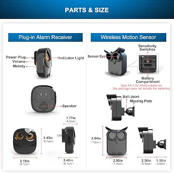 Driveway Alarm- 1/2 Mile Long Range Motion Sensor- 1 Receiver+2 Sensors | Wireless Outdoor Weather Resistant Motion Sensor&Detector-DIY Security Alert-Monitor&Protect Outdoor/Indoor Property
