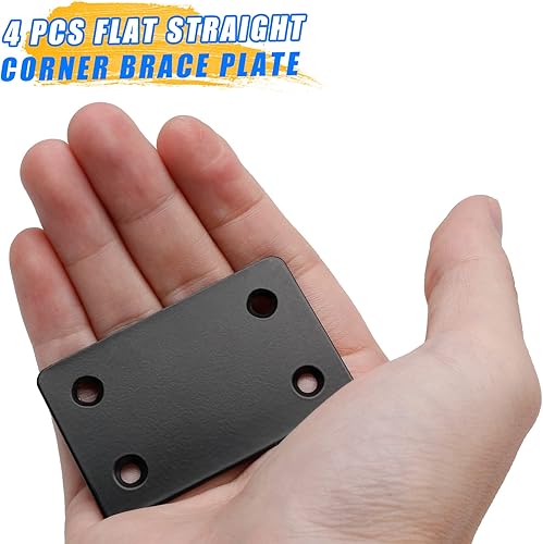 Miniatura 6 de Bivethoi 8 placas de esquina recta plana, acero inoxidable negro de 0.069 pulgadas de grosor, soporte recto - 2.36 x 1.5 pulgadas - Placa de soporte