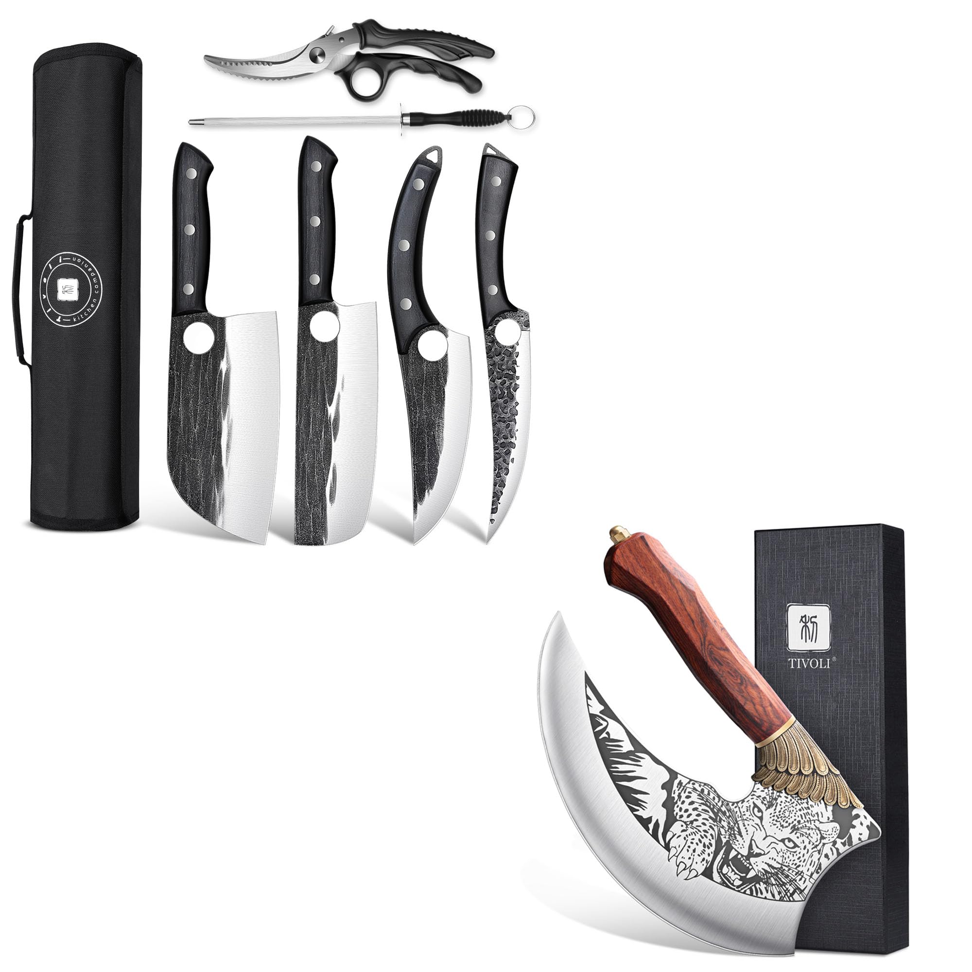 Amazon.com: TIVOLI Professional Butcher Knife Set&Ulu Knife 9-inch