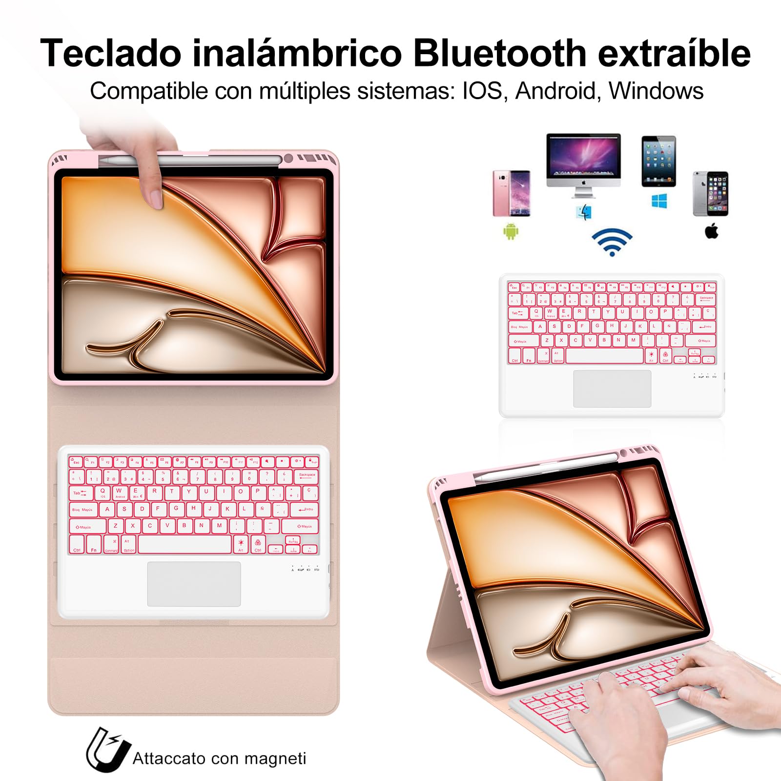 IVEOPPE Funda Teclado para iPad Air 13 M4 2026/M3 2025/M2 2024 13 Pulgadas