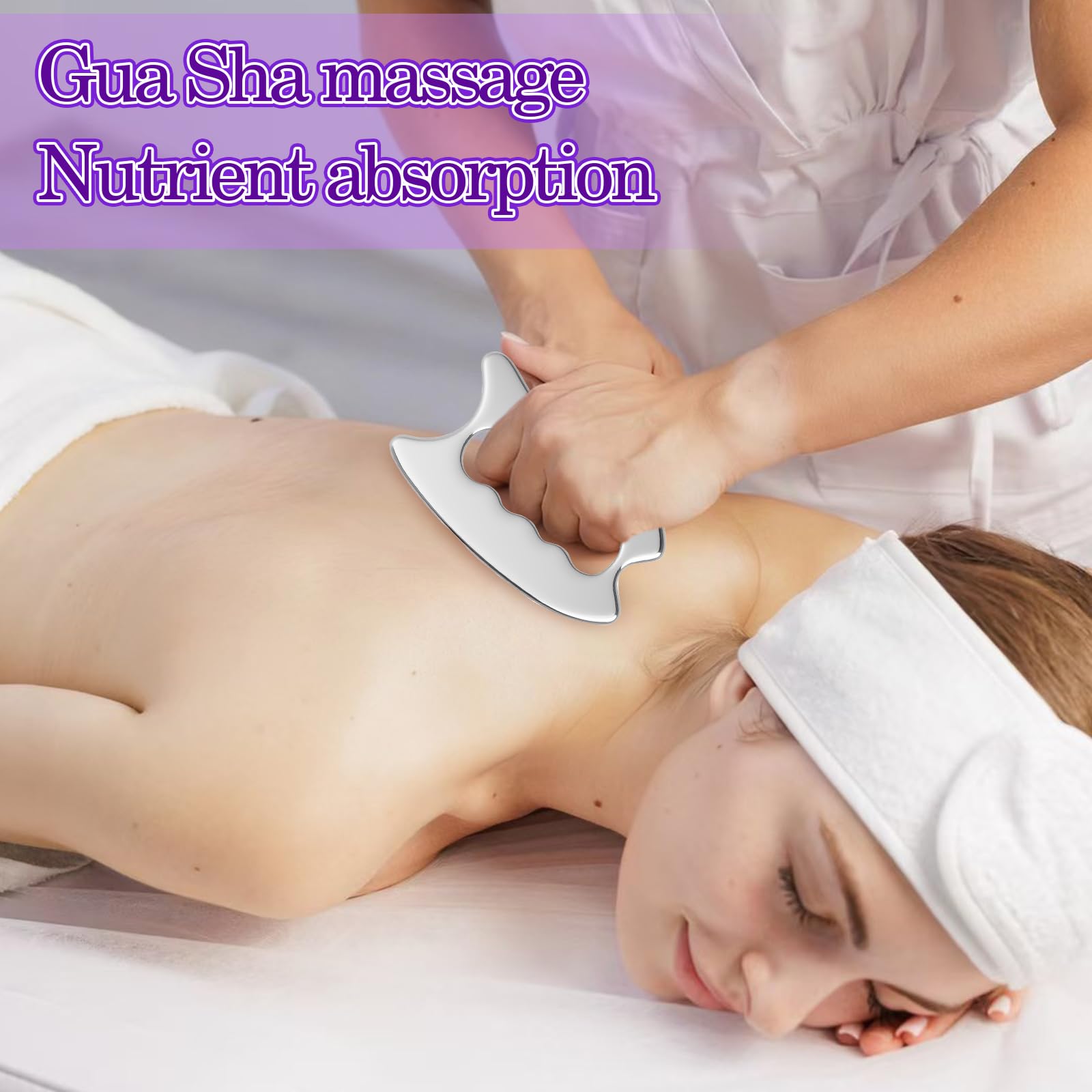 Gua Sha zestaw do masażu powięzi ze stali nierdzewnej, 2 w 1, nóż do masażu powięzi + gua Sha Mini Tool skrobak do ciała, twarzy, liftingu, drenażu limfatycznego, relaksu mięśni w domu i studiu