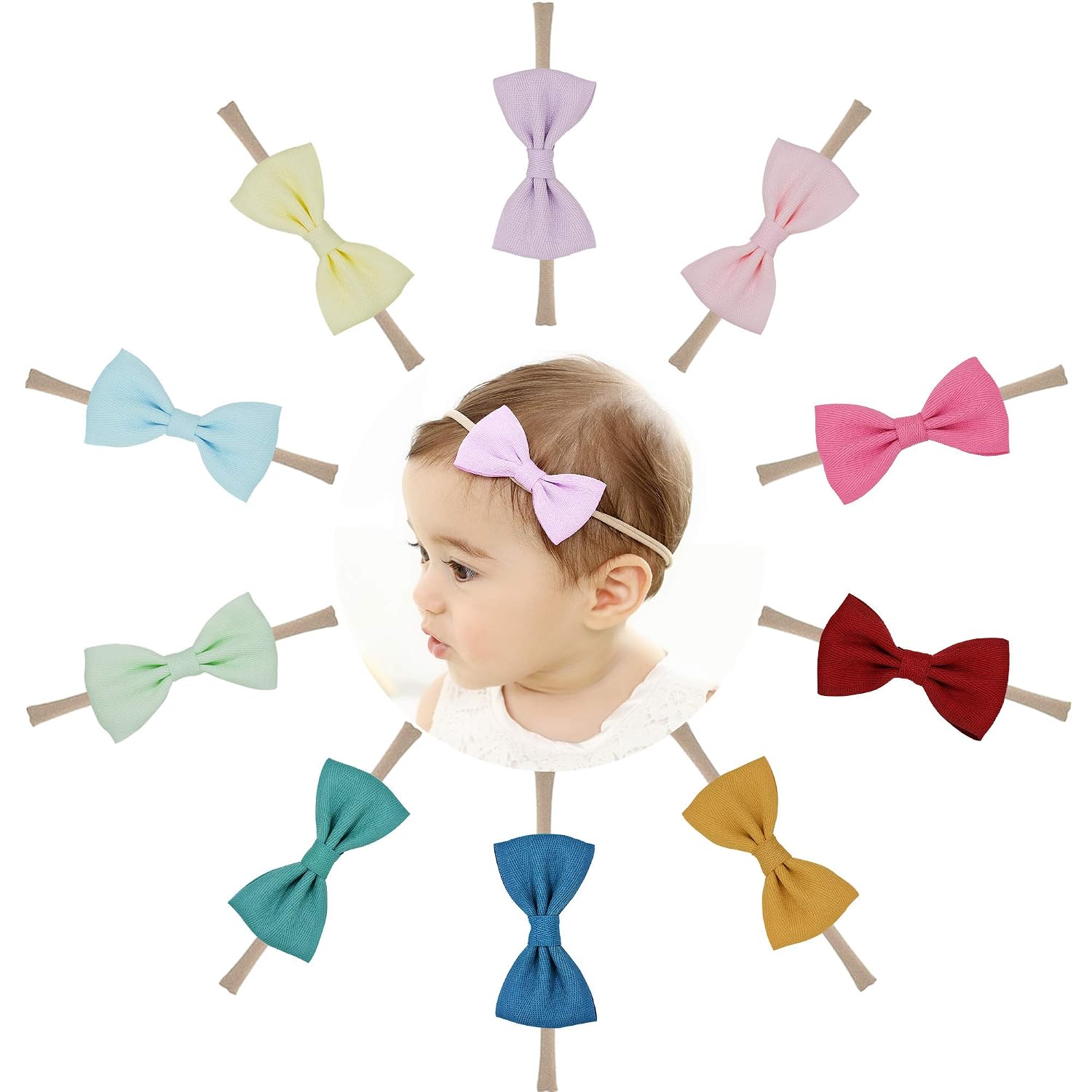 Prohouse Baby Nylon Headbands Hairbands Hair Bow Elastics for Baby Girls Newborn Infant Toddlers Kids