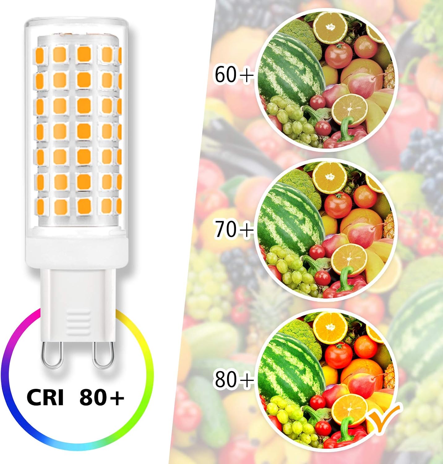 G9 LED Bulb 40W 60W Halogen Equivalent LED G9 Bulbs No-Flicker Non-Dimmable G9 Socket Led Lamp 6 Pack (Warm White, 60W)