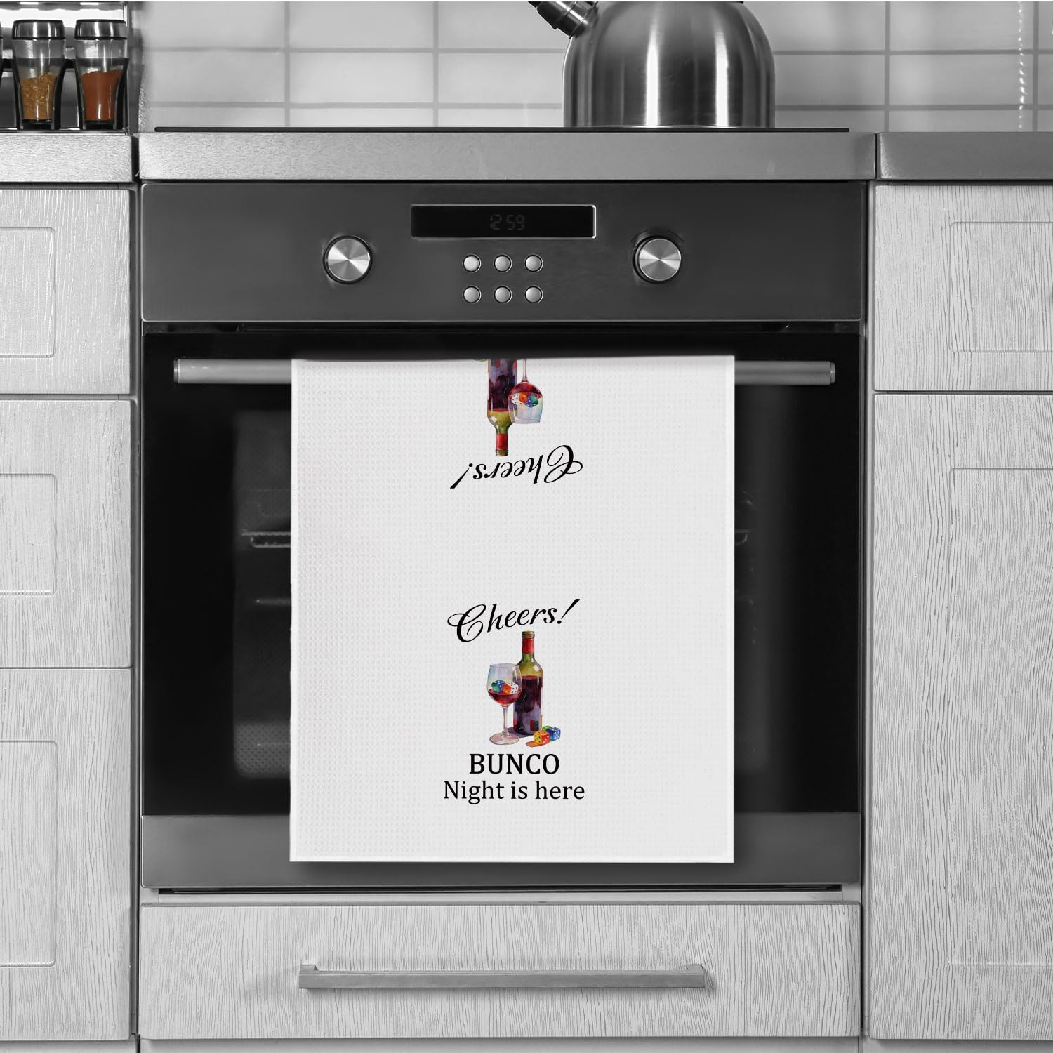 Funny Bunco Night Wine Kitchen Towels Decorative, Gifts for Wine Lovers Drinkers, Bunco Gifts Dish Hand Tea Towels for Kitchen Bar Cart Club, 16x24 Inch