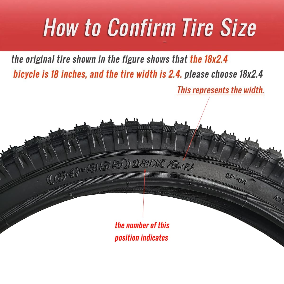 18x2.4 Bike Tires, CATAZER 18 Inch Rubber Bicycle Outer Tyres