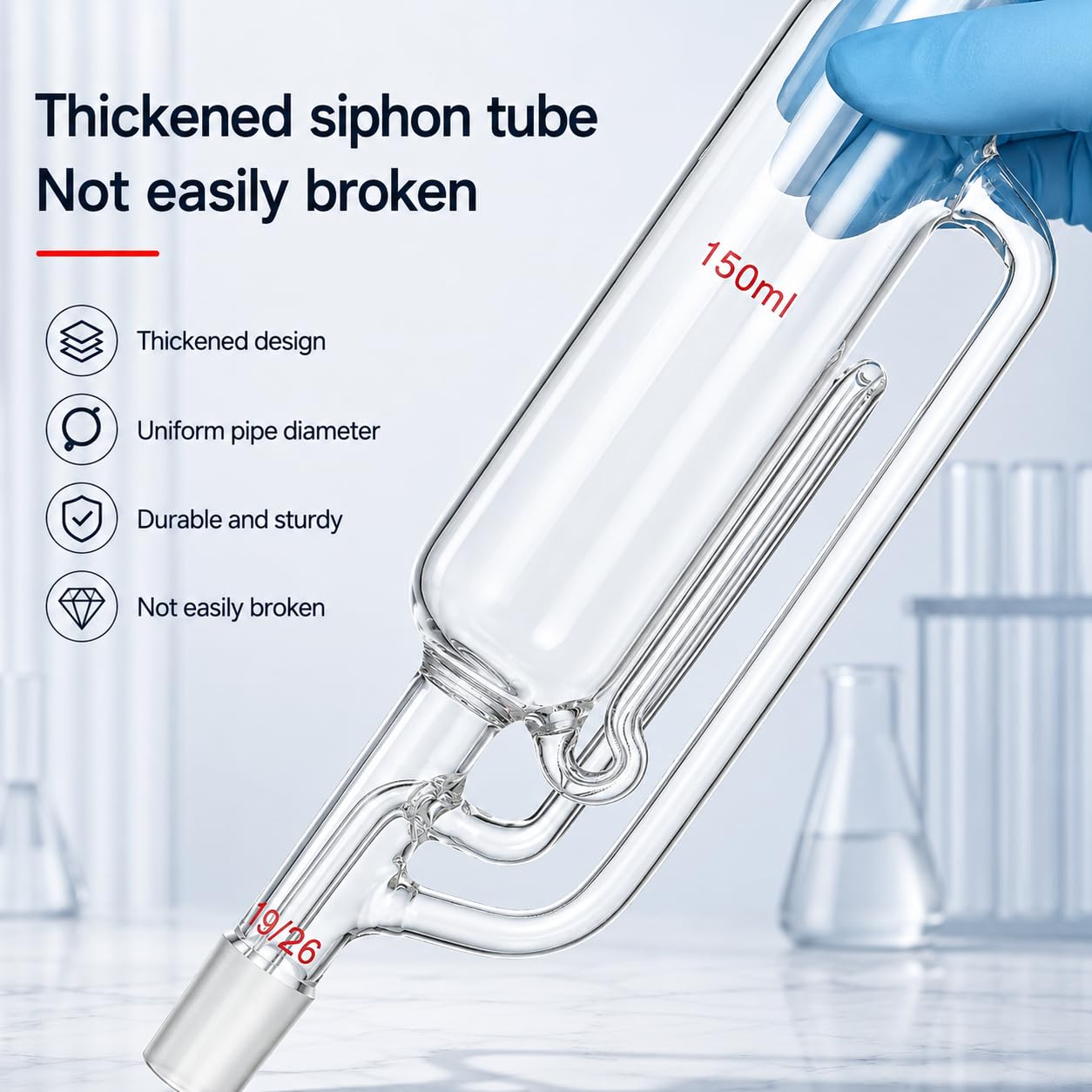 Borosilikat Glas Soxhlet Typ Extraktionsgerät Laborglas Kit Soxhlet Extraktor mit Kondensator und Flachbodenkolbe für Labor-Skala Reflux (60ml)