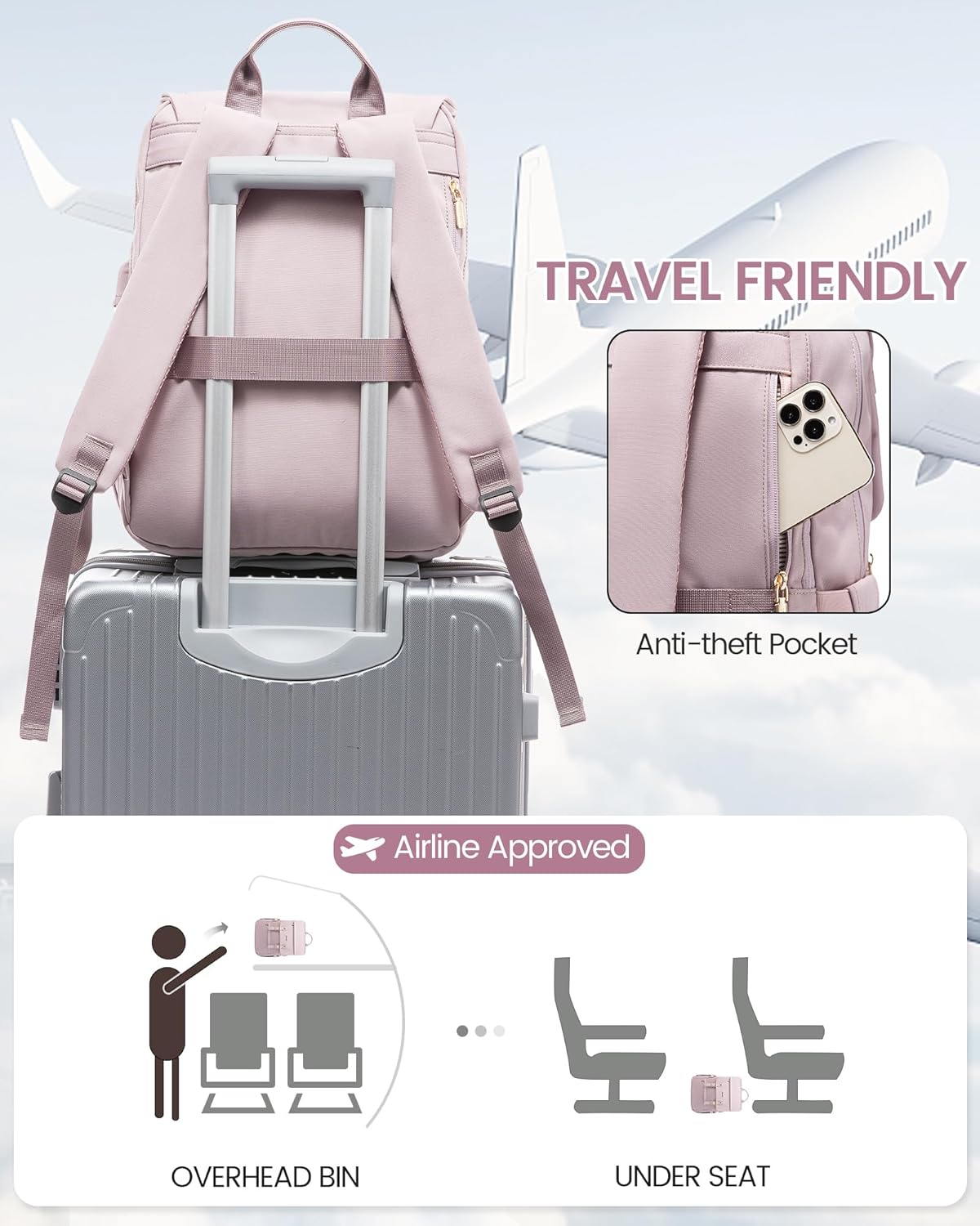 LOVEVOOK Travel Laptop Backpack Purse for Women Fashion Vintage Computer Backpack 15.6 Inch Large Teacher Nurse Backpack Casual Daypack for Business Work College