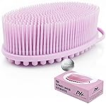 Silver Infused Silicone Body Scrubber Shower - Gentle Back Scrubber Soft Bristles - Avilana Premium Dual Sided Bath Brush Massage - Advanced Material Loofah Alternative - Gift Women Men