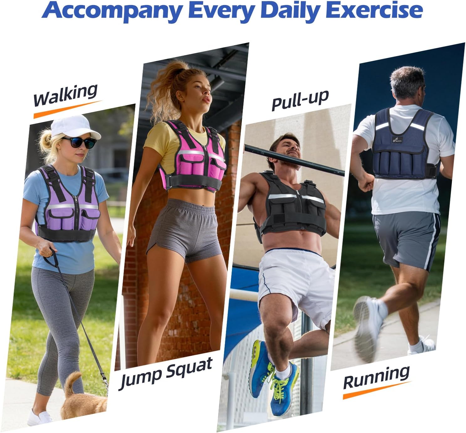 Sportneer Adjustable Weighted Vest Weights: 2-18 lbs/2-42 lbs Washable Weight Vest for Walking 16 In 1 Fast Adjust Rucking Vest for Women and Men Home Gym Running Jogging Strength Training Vests