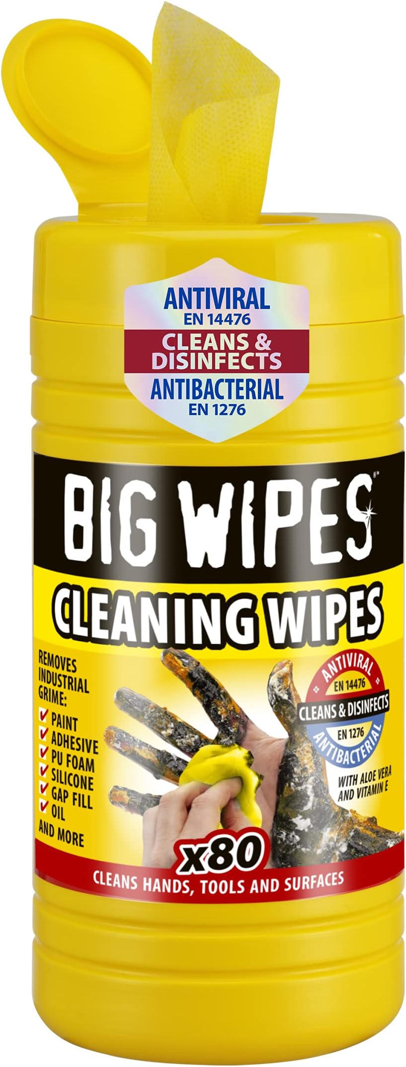 Big Wipes BGW2010 Industrial Anti-Bacterial Wipe, Pack of 80 , White