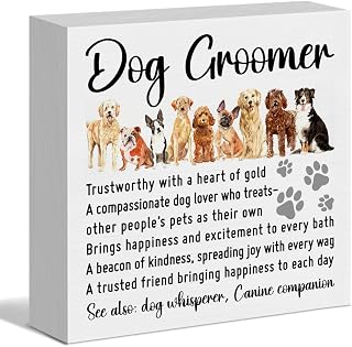 Dog Groomer Gifts for Women Men - Appreciation Gifts for Puppy Hairdresser Pet Salon Christmas Birthday - Pet Groomer Desk Decor Wooden Box Sign