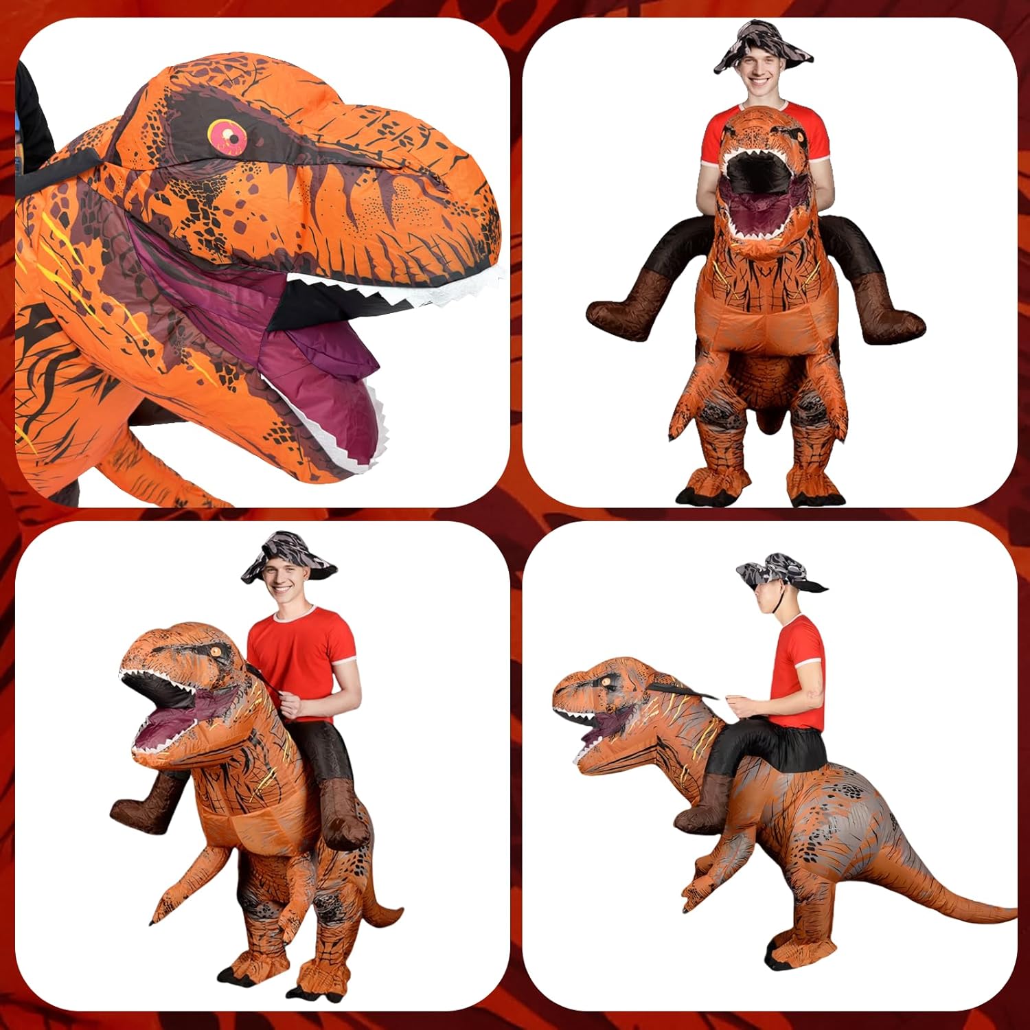 Inflatable Dinosaur Costumes for Adult T-REX Ride on Halloween Costume Funny Dino Blow up Costume - Image 3