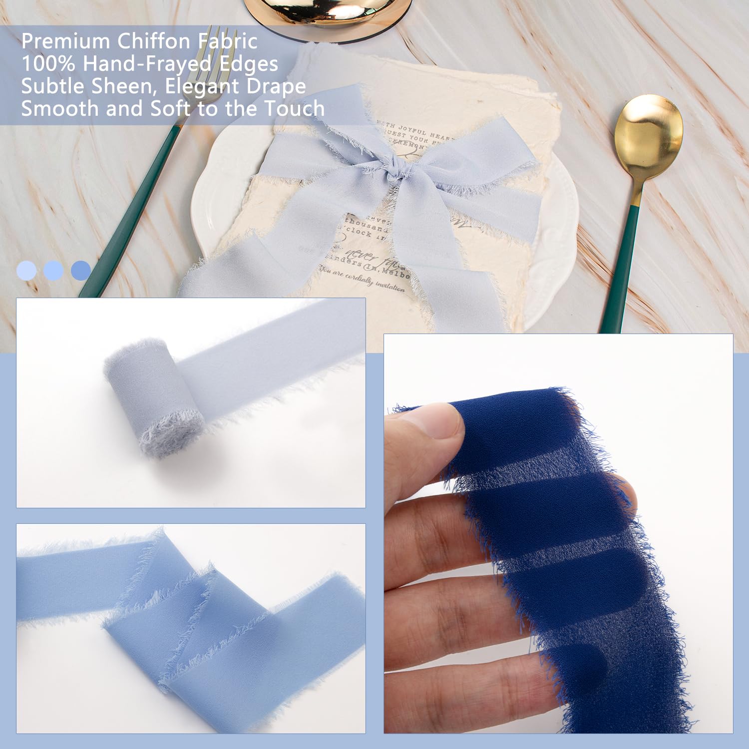 Chiffon Ribbon Fringe Silk Ribbon 9 Rolls Handmade Frayed Edges Ribbon 1.5 Inch X 3 Yard Fabric Boho Ribbon For Gift Wrapping Wedding Invitations Decoration Diy Craft Bridal Bouquets 438132871954284544