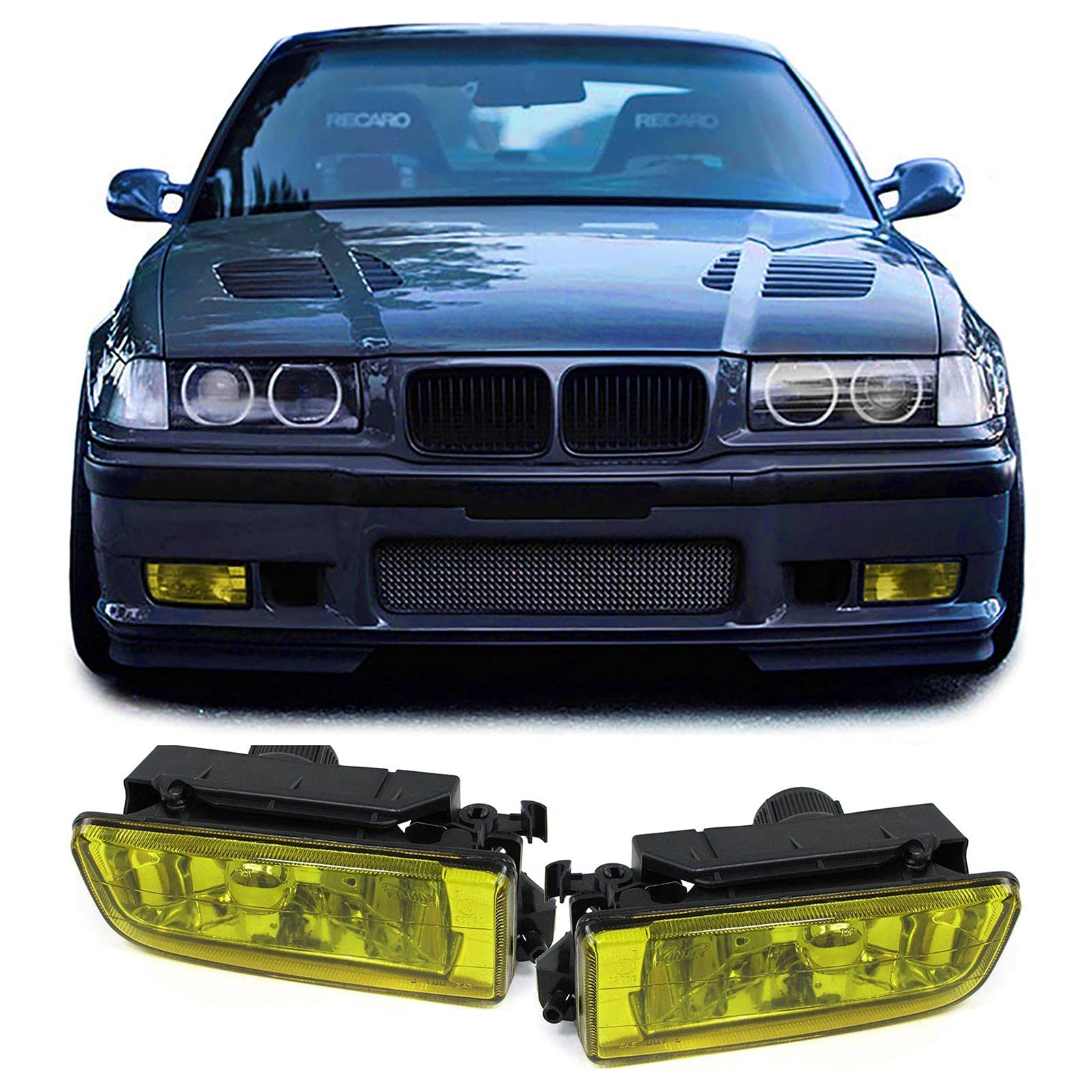 Klarglas Nebelscheinwerfer Gelb Set passend für 3er BMW E36 auch M3 90-99