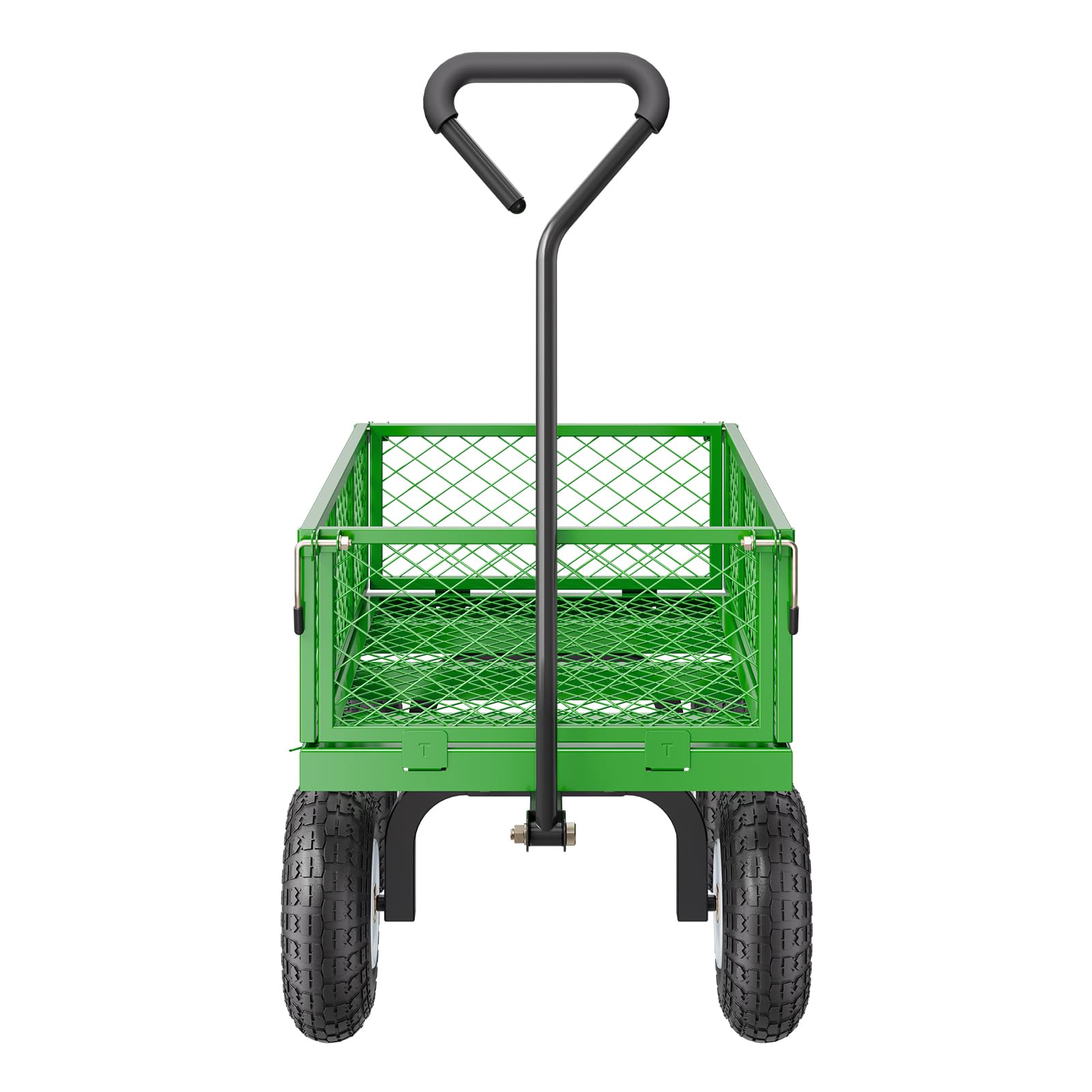 VEVOR Carrito de Jardín de Acero de 1700 x 480 x 515 mm con Neumáticos de 10", Laterales de Malla Extraíbles y Manija Giratoria de 180° para Exterior, Capacidad máxima de Carga de 308,44 kg, Verde