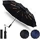 【24骨強化構造｜日本製超大型】 折りたたみ傘 日傘 ワンタッチ自動開閉 特大サイズ メンズ傘 大きい 折り畳み傘 耐風テフロン撥水加工 おりたたみ傘 遮光遮熱 高耐久UVカット 晴雨兼用傘 台風対応 メンズ レディース (ブラック)