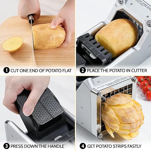 Miniatura 6 de Sopito - Cortador de papas fritas de acero inoxidable para obtener papas fritas de 12 pulgada, ideal para papas, zanahorias, pepinos, uso doméstico
