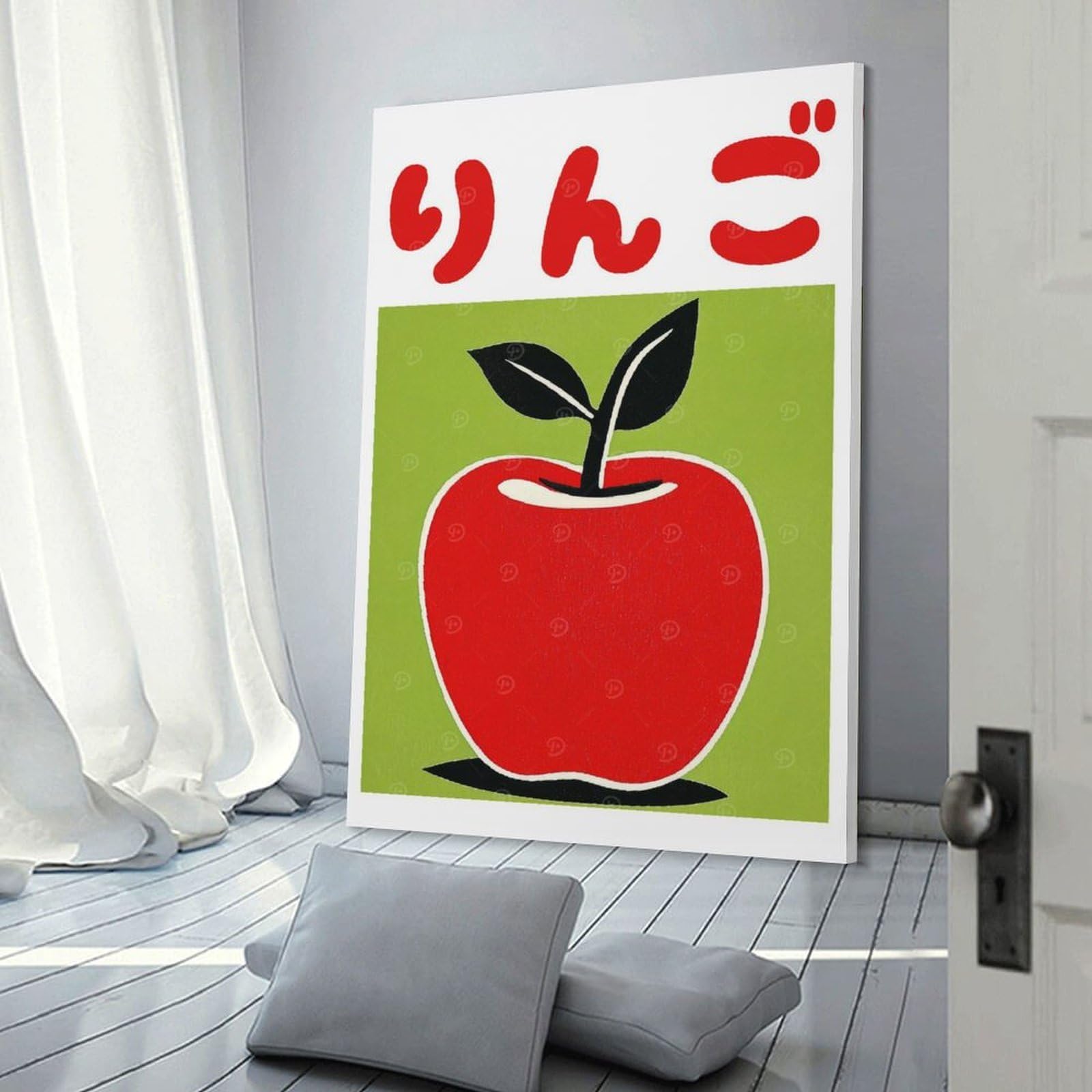 Junmoney Frame-Style-5 Red Apple Japanese Fruit Art Print Room Decor Wall Art 16X24inch(40X60cm), For Bedroom Decor, Cosy Corners Or Studios, A Warm Accent For Relaxed Interiors