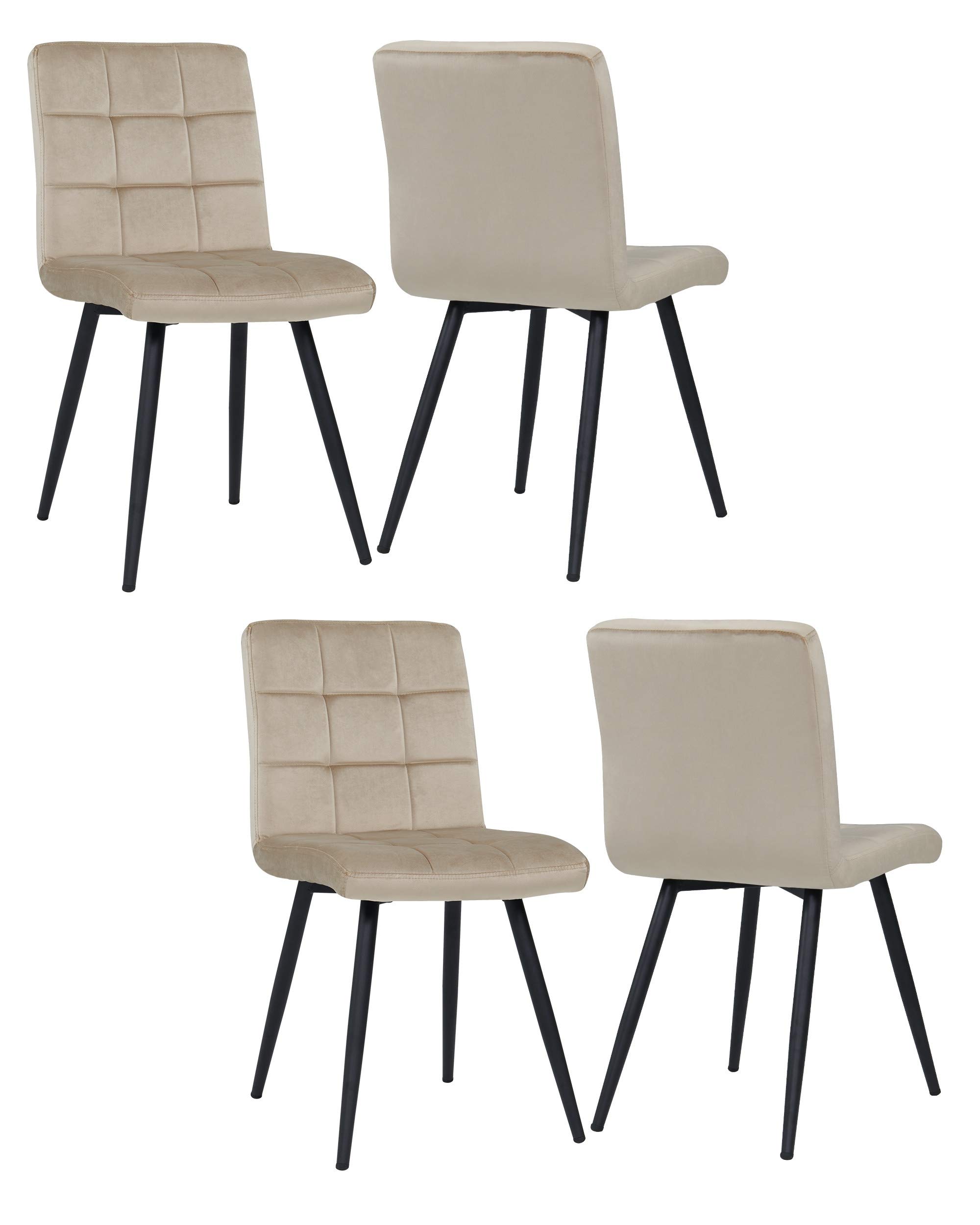 Duhome Sedie da sala da pranzo set 4er set da cucina sedia soggiorno sedia in velluto con schienale, telaio realizzato con design della sedia imbottita in metallo, beige