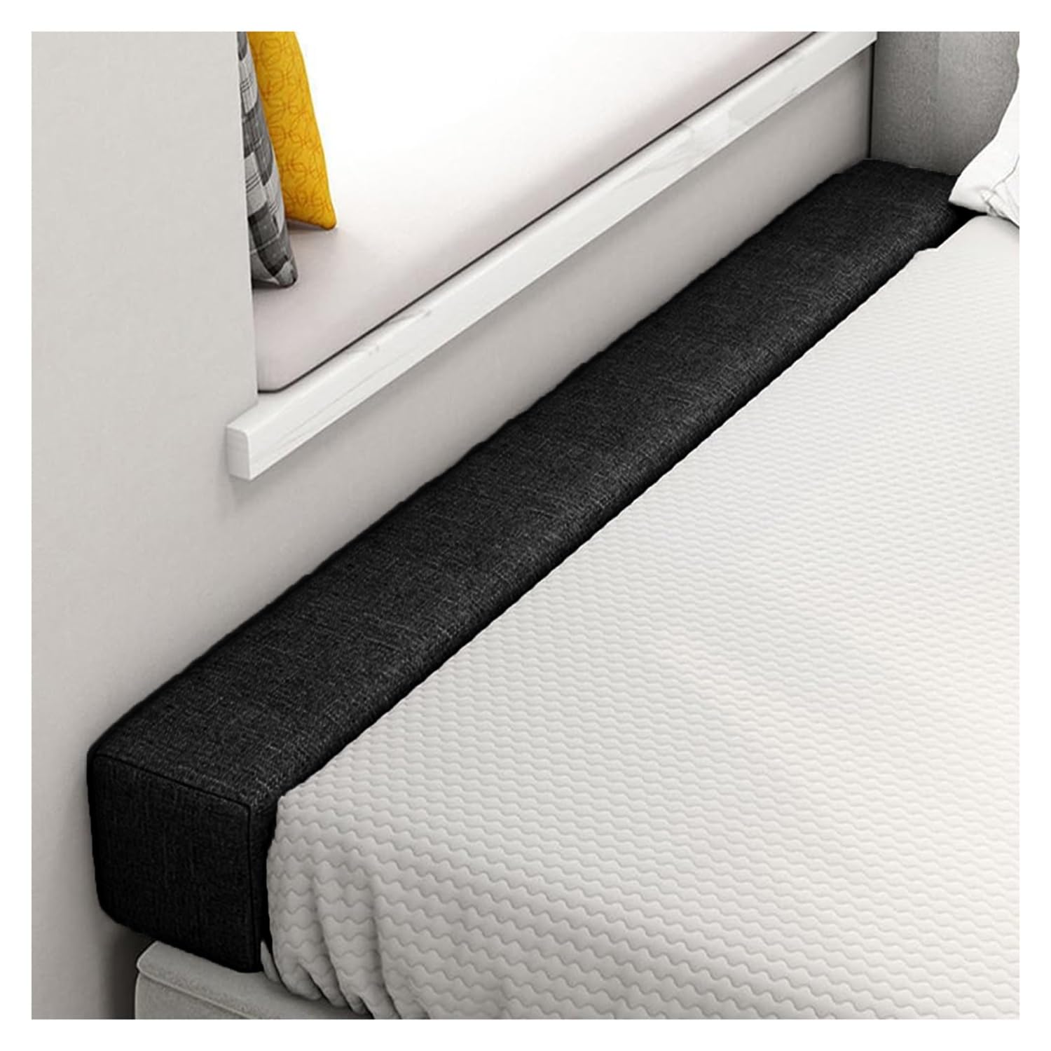 Bed Wall Gap Filler, Headboard Mattress Filler, Close the Gap, Washable Bed Bridge Bed Wedge for Single/Double/King Bed(Black,160x15x25cm) — image 1