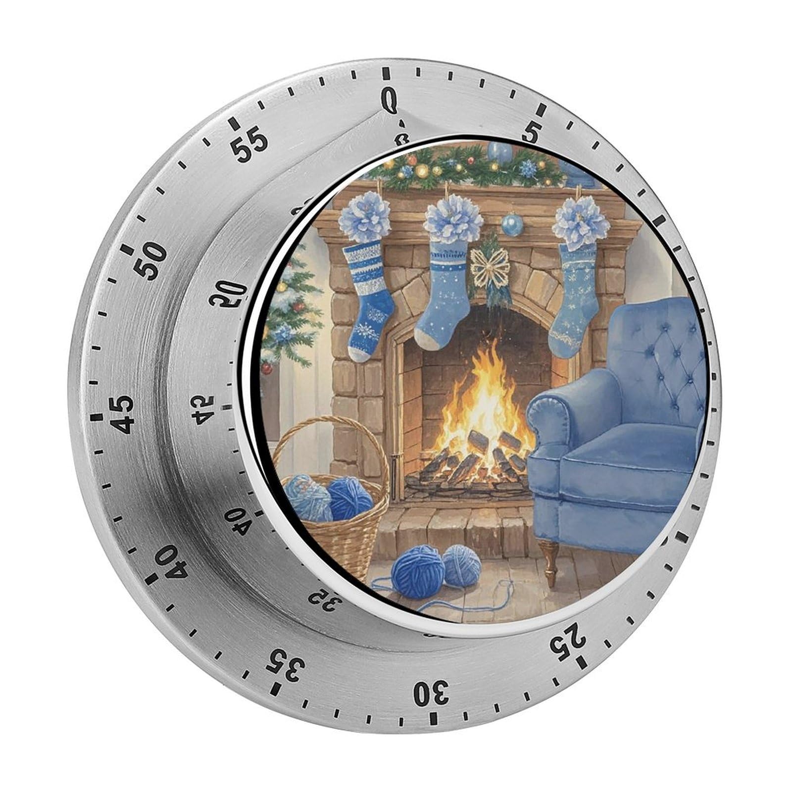 Blue Christmas Printed Waterproof Christmas Timer with Loud Alarm Outdoor Timer for Cooking Exercise Baking
