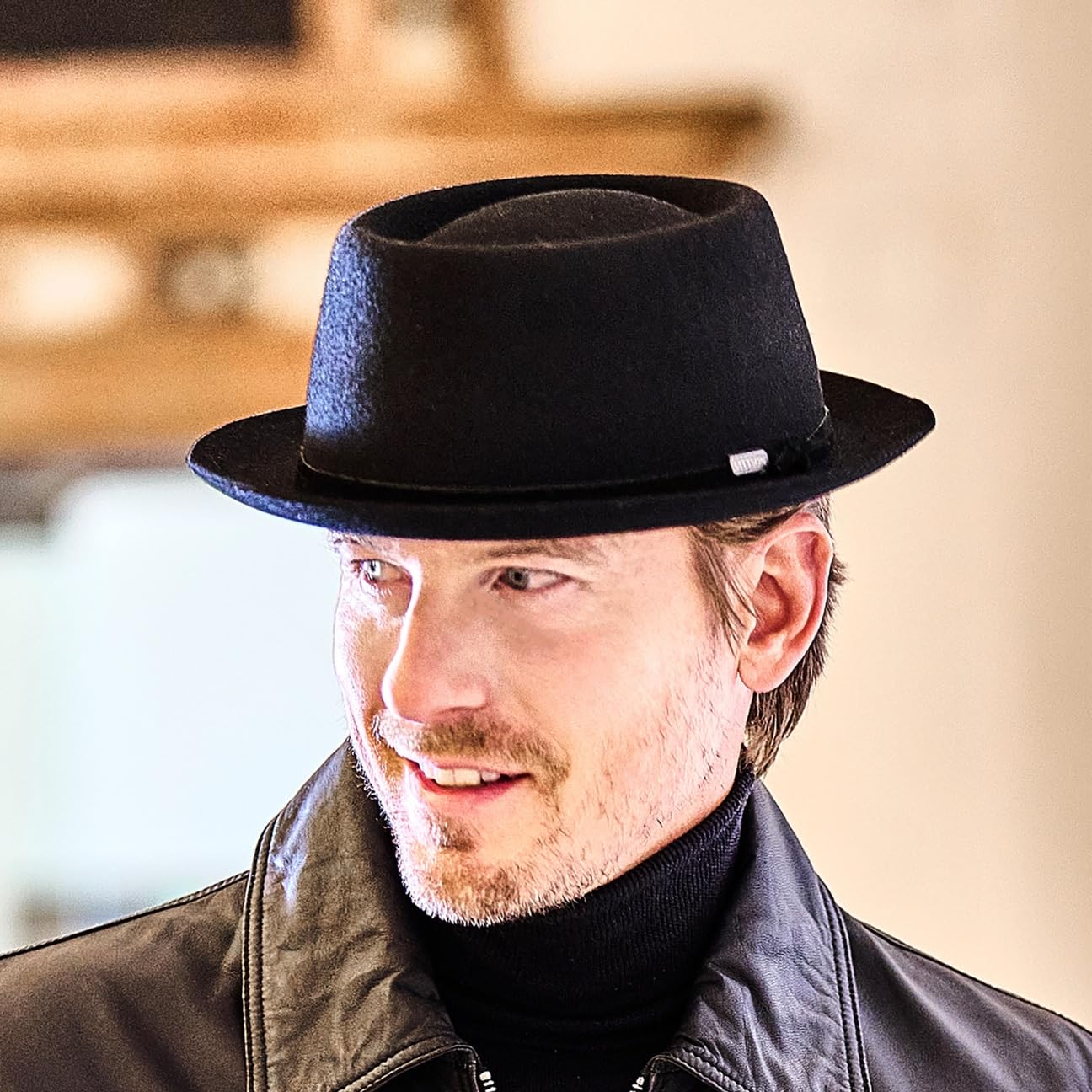 Stetson Pork Pie Chapeau de Feutre de Laine Unicolore Impermeable et oleofuge Femme Homme Toutes Saisons