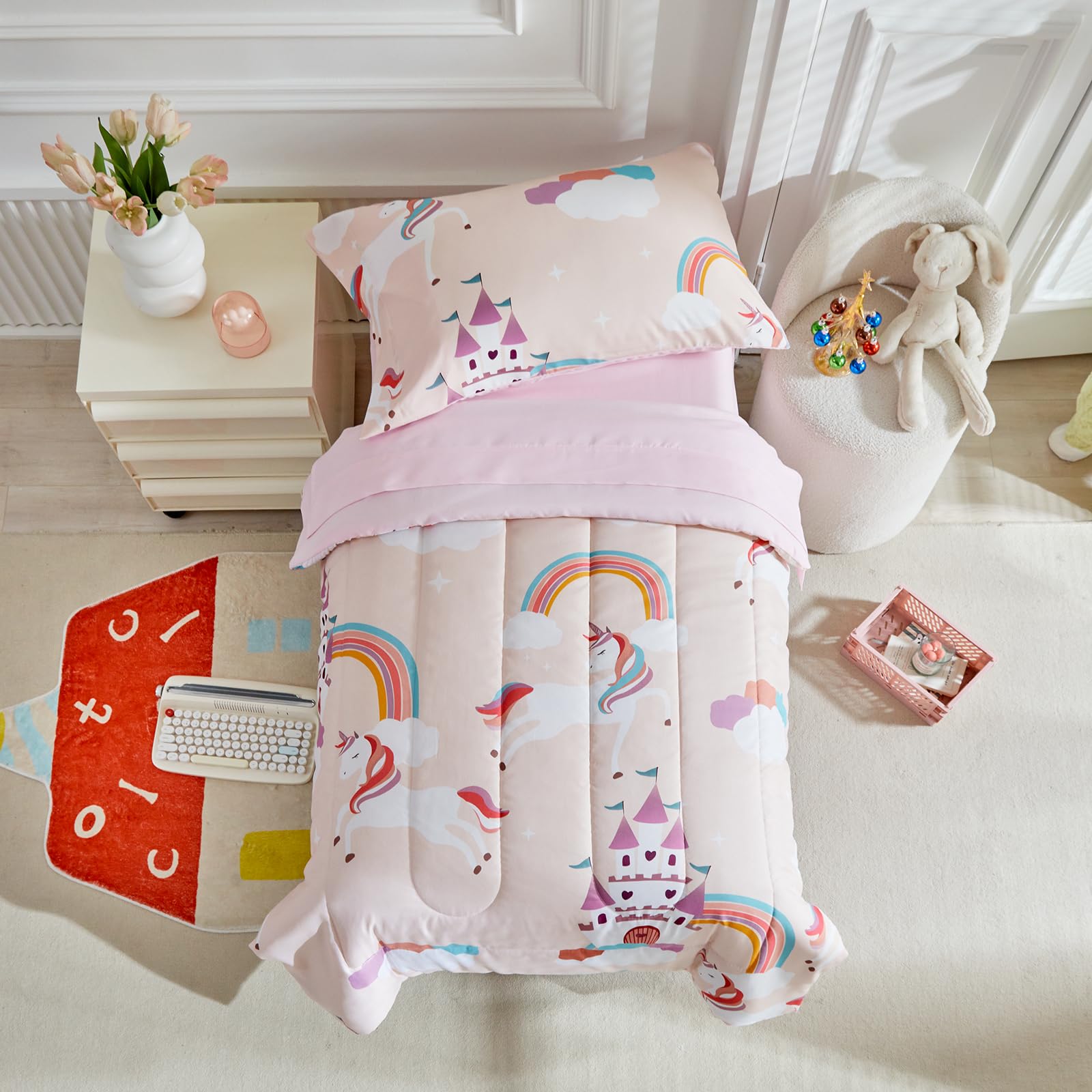 Unicorn Junior Bed Linen Girl Toddler Bedding Set 4-Piece Unicorn