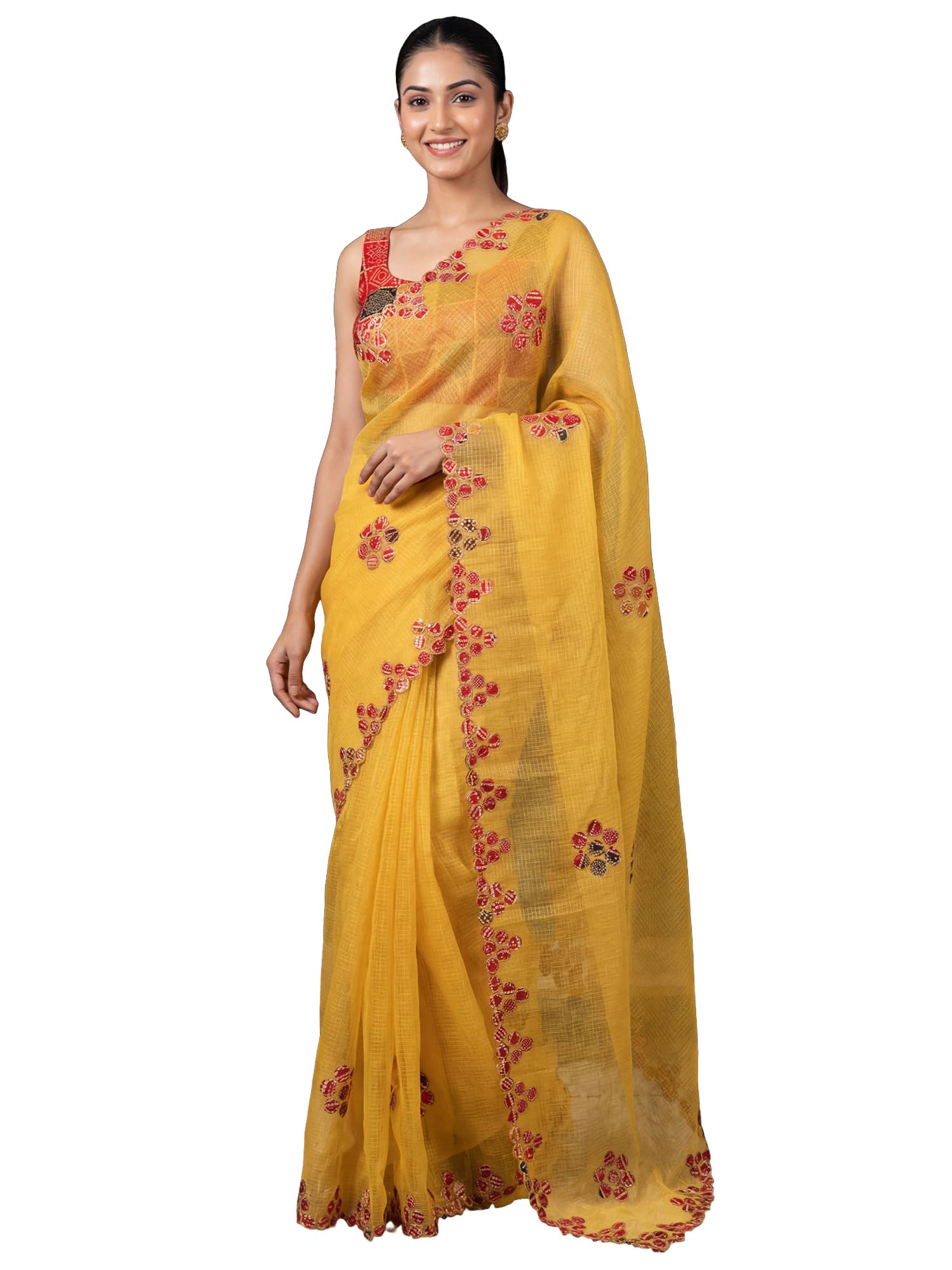 akhilam Women's Kota Doria Cotton Cut Work Ethnic Motif Print Saree With Unstitched Blouse Piece | saree for women | cotton saree for woman (SADAGI2001_BY_Parent)-picture-33