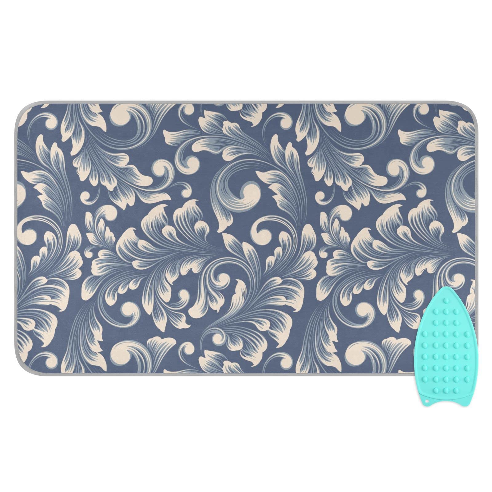 Tatenale Ironing Mat for Table top Portable Ironing Pad Blanket for Washer Dryer Countertop Travel Gray Damask