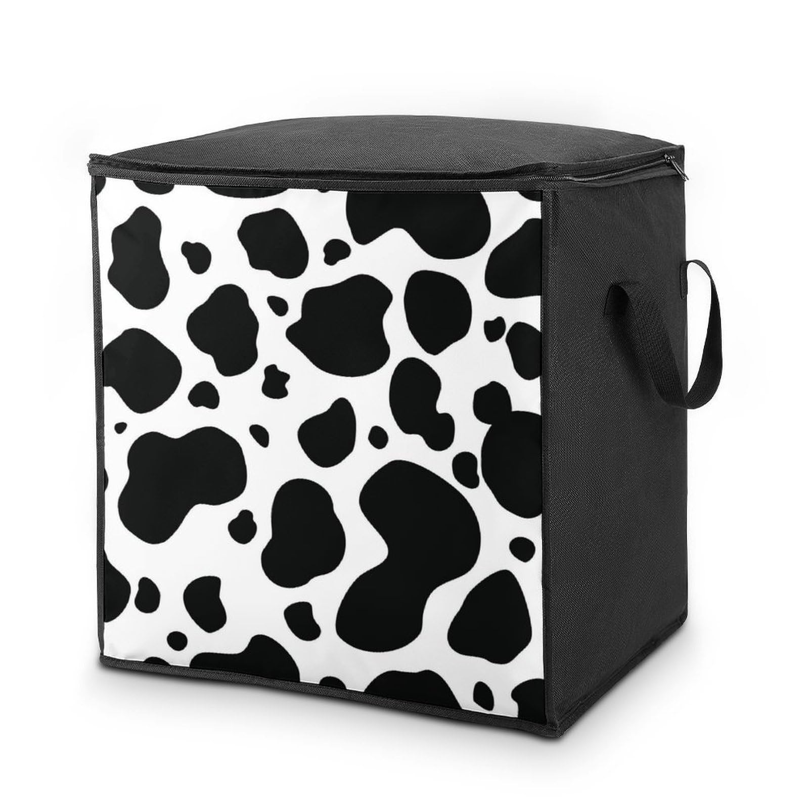 Wlntrophic 70L Storage Bags, Cow Print Storage Box with Lid Zipper And Handles, Clothes Bags for Quilt, Blankets, Bedding