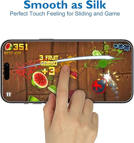 Miniatura 5 de Mothca Protector de pantalla de vidrio mate para iPhone 15 Pro Max (6.7 pulgadas), película transparente de vidrio templado antirreflejos y