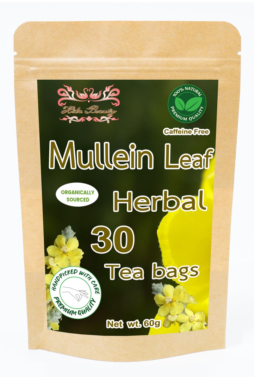 Hida Beauty Dried Mullein Leaf Tea 30 Tea bags Natural Premium Herbal