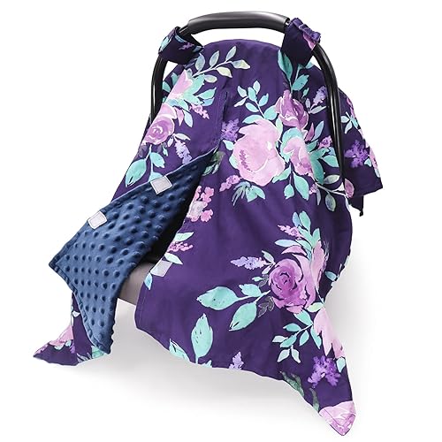 Miniatura 6 de TANOFAR Peekaboo OpeningFunda de asiento de coche para bebés y funda de almohada de lactancia, toldo de asiento de automóvil de flores moradas para