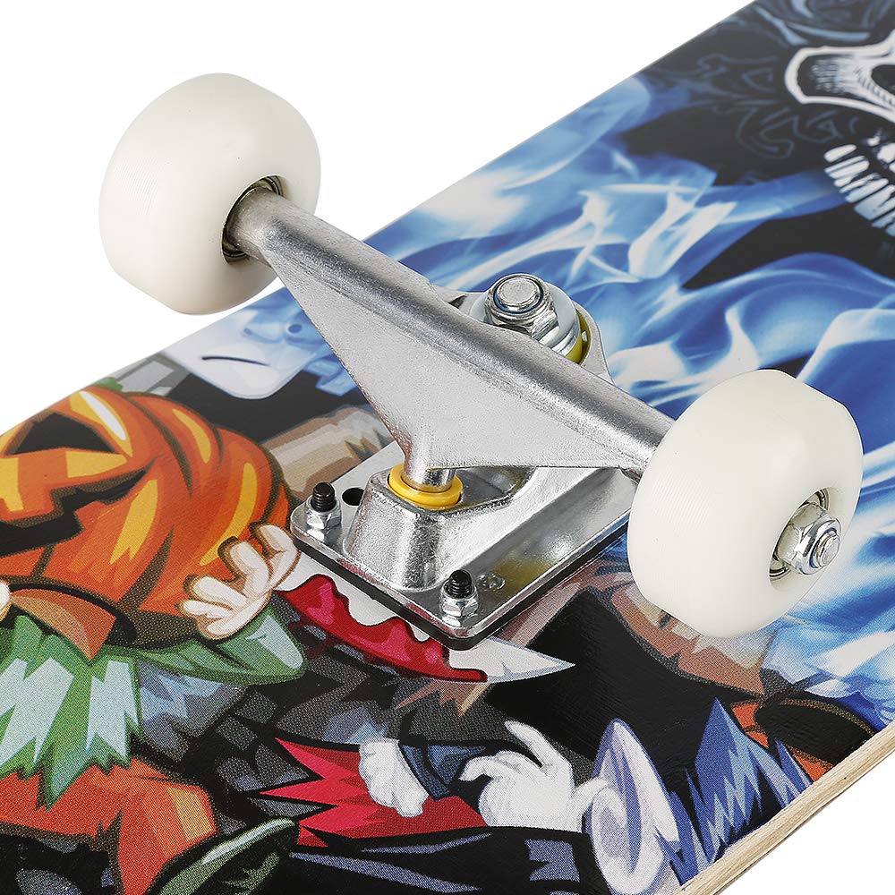 Skateboard Completo per Bambini, Adolescenti e Adulti Principianti Doppio Kick Maple Deck Concave Cruiser Skateboard