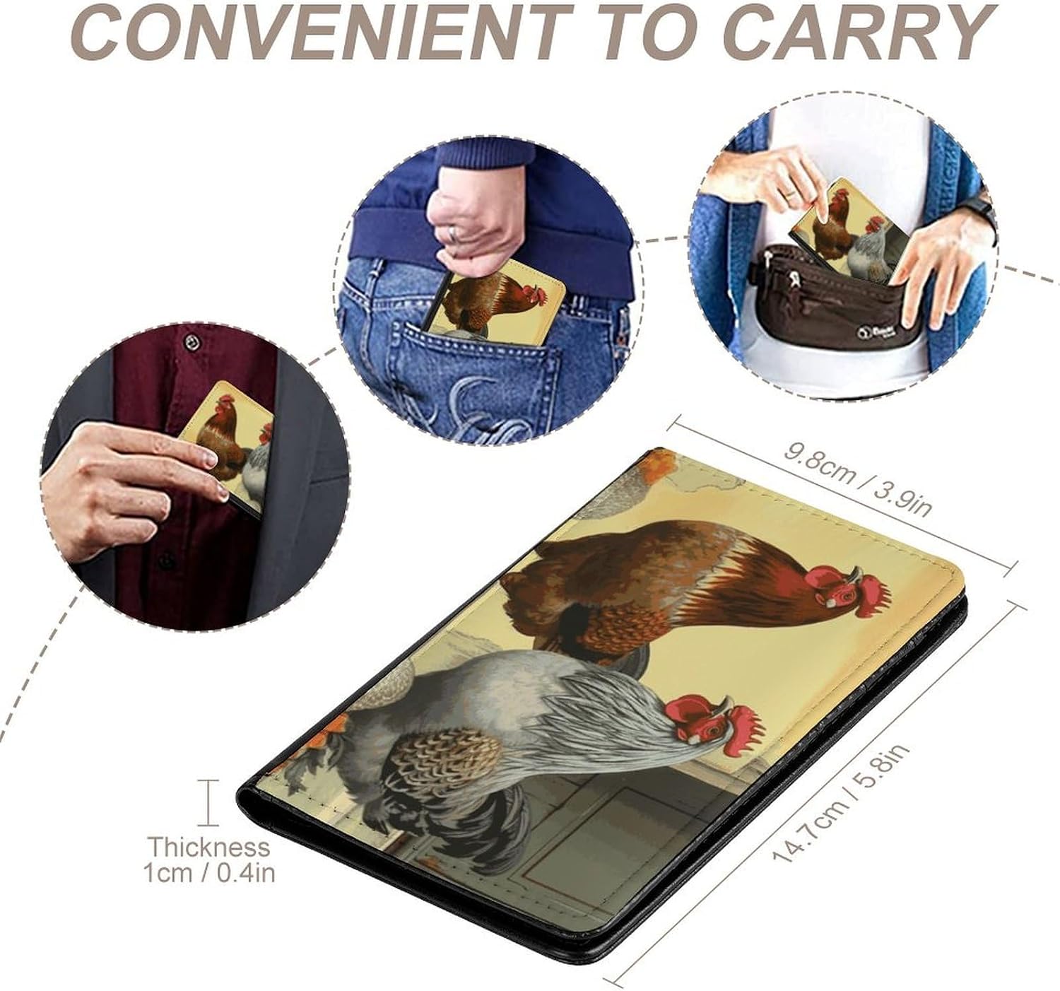 Cute Passport Holder for Travel,Personalized Multi-Functional Passport Cover with Card Slots,Slim Italian Chickens Printed Passport Wallet for Women Men