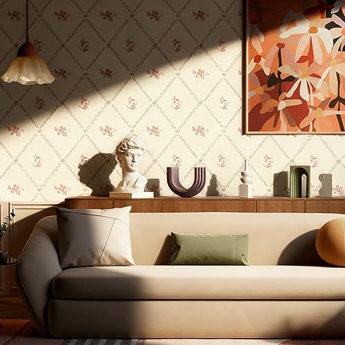 Miniatura 28 de GloryTik Papel tapiz de contacto floral para despegar y pegar, moderno, blanco y dorado, papel de pared autoadhesivo extraíble para gabinetes