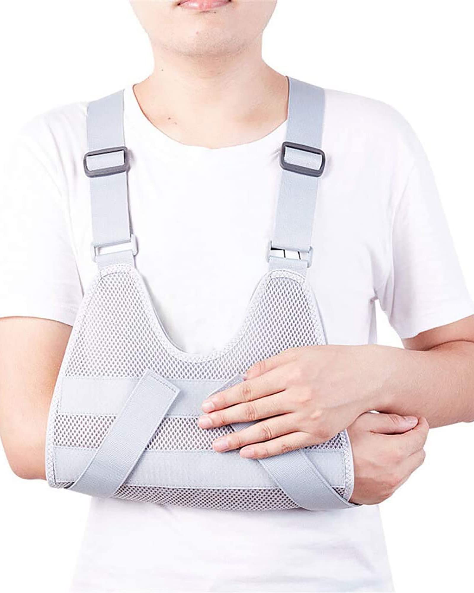Eslinga de malla transpirable para brazo, correa de soporte para fijación de fracturas de antebrazo, manguito rotador ajustable y codera, inmovilizador para hombres y mujeres