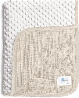 lulumoon Mantas para Bebé Unisex para Recién Nacidos: Respaldo Térmico Minky con Puntos - Manta de Recepción de Muselina para Esenciales de Bebé y Regalo de Registro 30"x40" (Marfil)