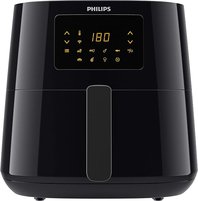 Philips Airfryer XL Seria 5000, 6.2 l (1.2Kg), Beztłuszczowa Frytkownica 14-w-1, Łączność Wi-Fi, O 90% Mniej Tłuszczu Dzięki Technologii Rapid Air, Aplikacja Z Przepisami NutriU (HD9280/90)