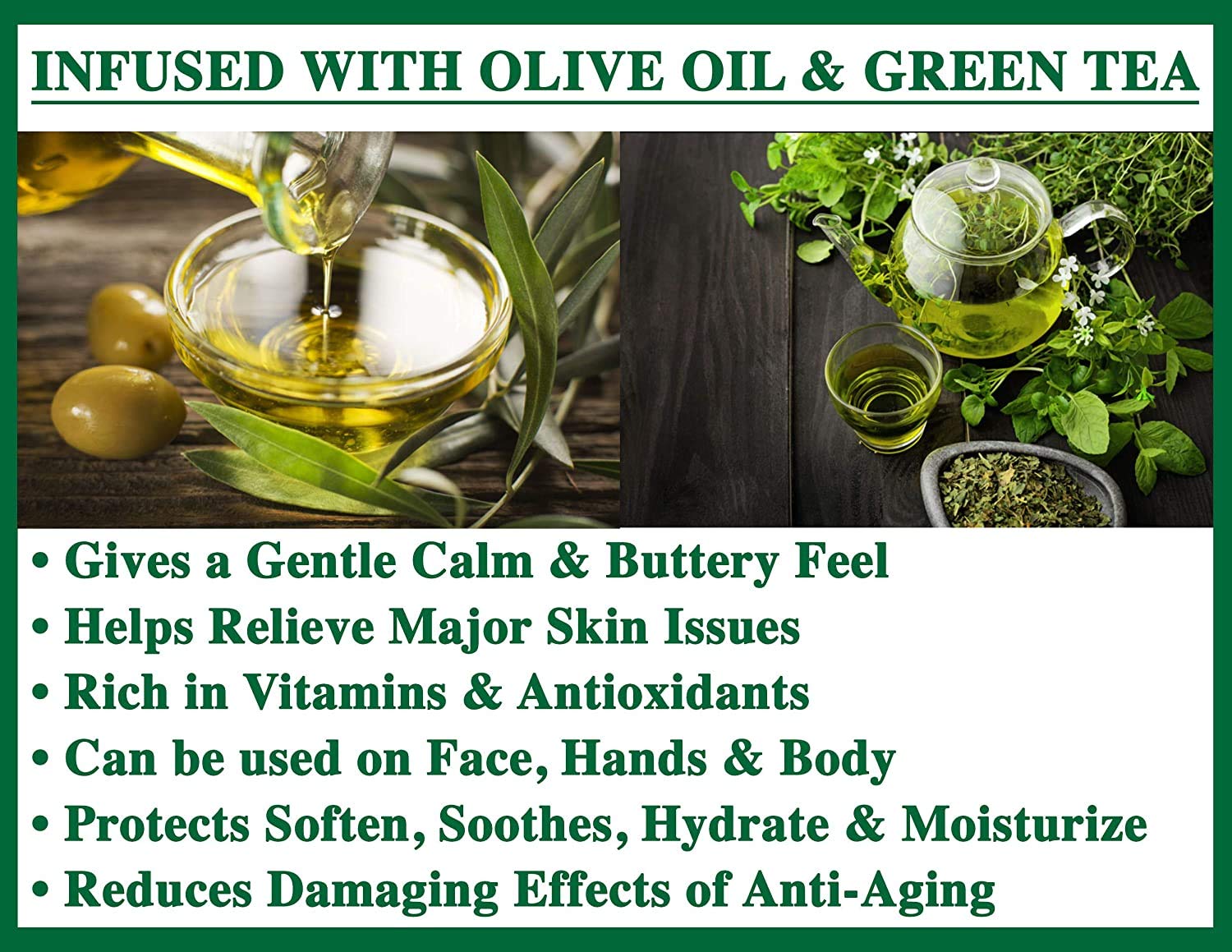 Olivia Care Premium Green Tea Bath & Body Bar Soap | Organic, Vegan & Natural | Olive Oil | Repairs, Hydrates, Moisturizes & Deep Cleans | Good for Sensitive Dry Skin | Made in USA | 8 OZ – (4 PACK) image 4