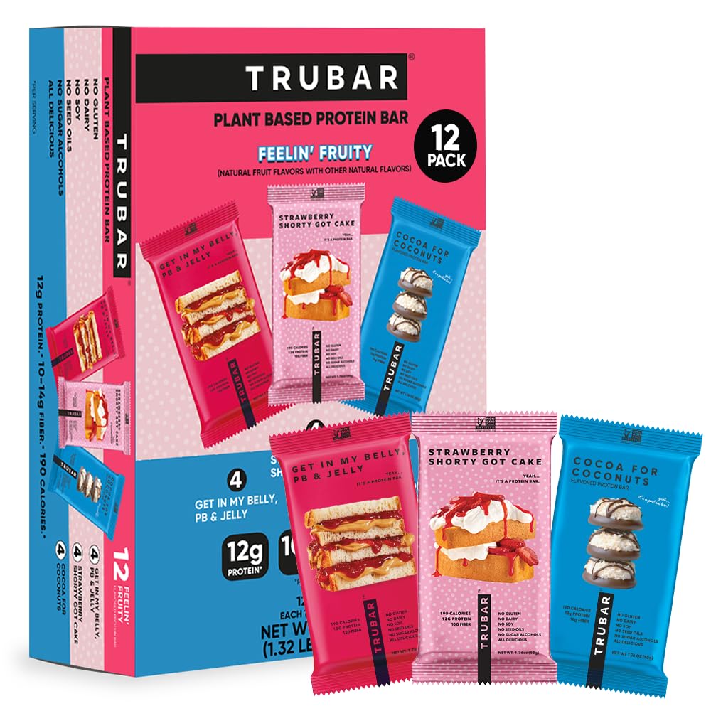 TRUBAR Vegan Protein Bar Variety Pack, Assorted Flavors, Peanut Butter, Macchiato, Cookie Dough, Gluten Free, Vegan Protein Snacks, 12G Plant-Based Protein, High Fiber, Healthy Protein Bars, 12 CT — Amazon image 11